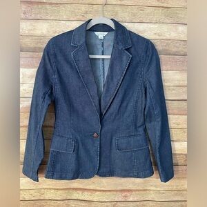 Sundance Women's Blazer Denim Chambray Blue Tania Jacket One Button Size: 2